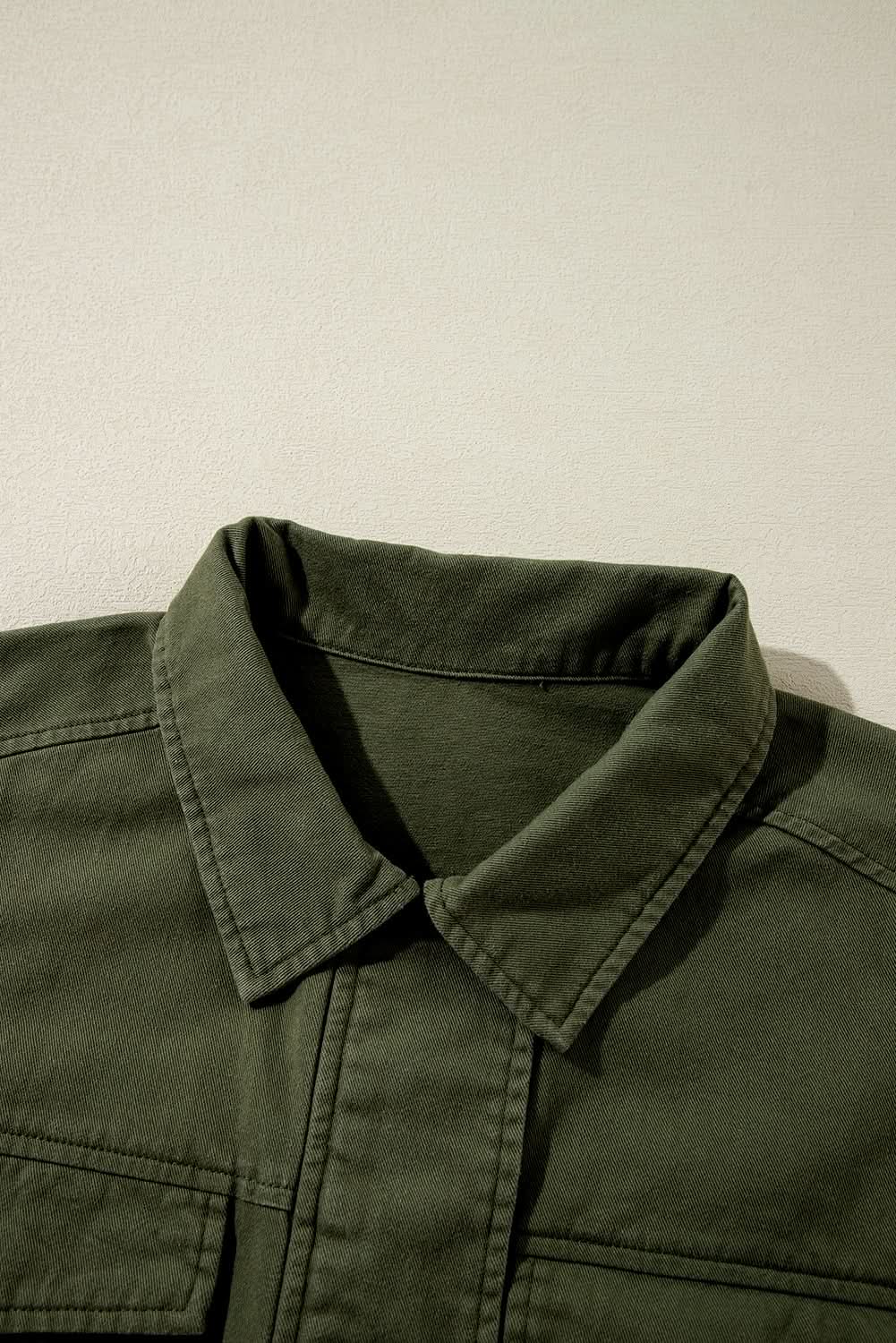 Moss green collared jacket for women - Love Salve